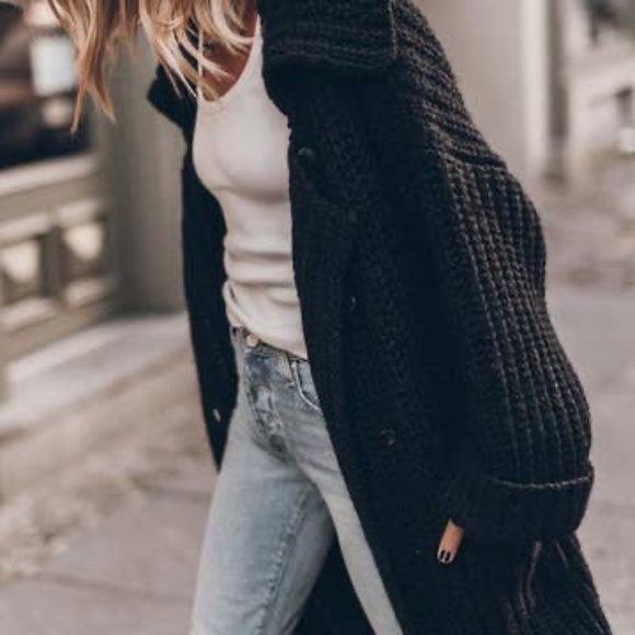 (NWT) Dramatic Collar Knitted Long Maxi Cardigan - Picture 9 of 10